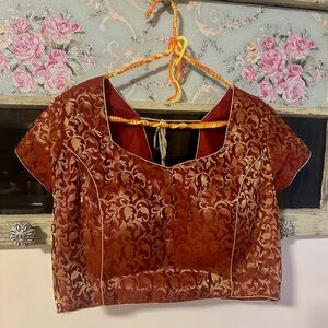 Ornate Maroon and Gold Women's Saree Blouse